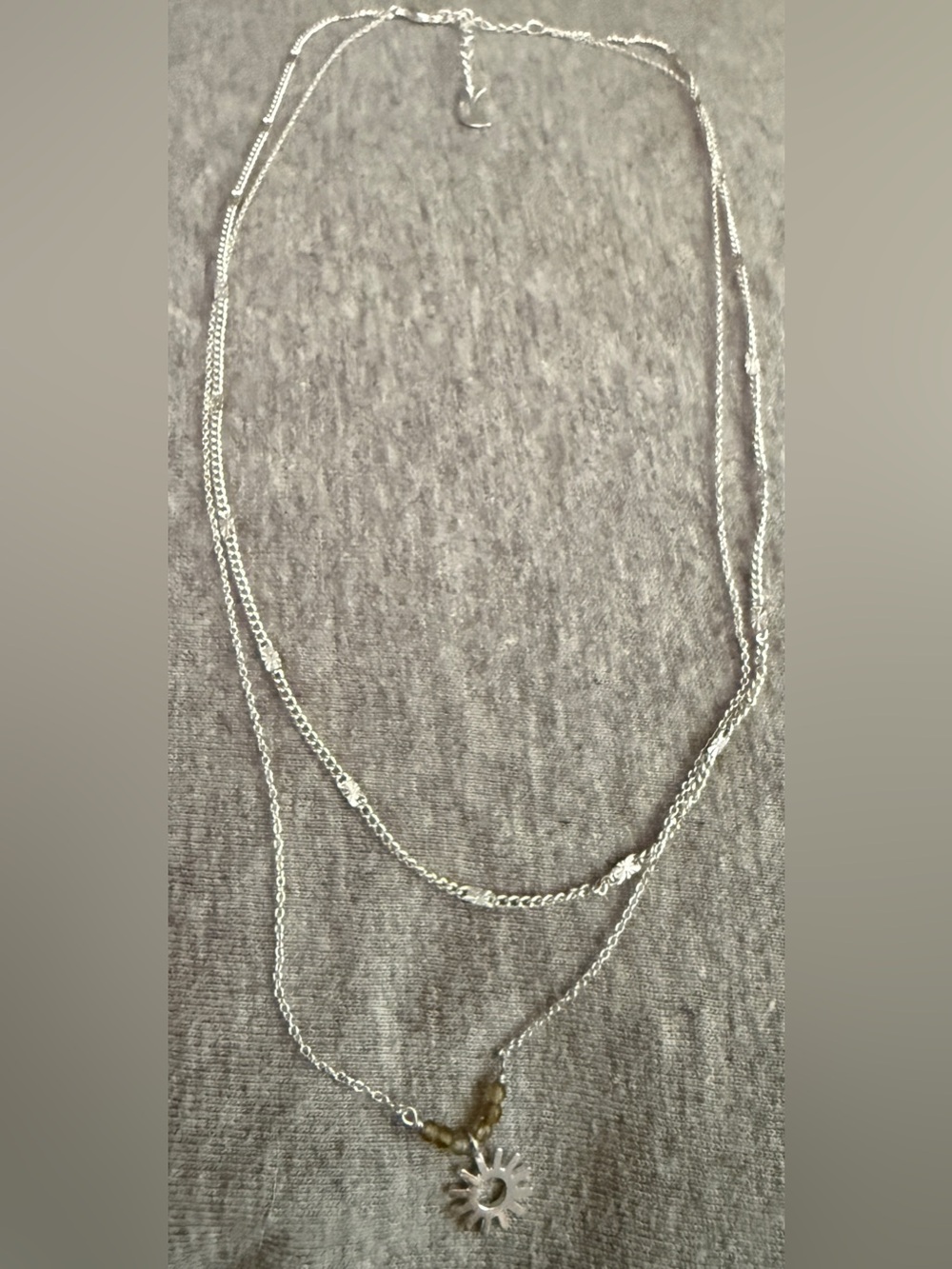 Luna Norte Delicate Silver Sun Pendant Layered Necklace - Women Jewelry